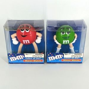 Lot of 2 Collectible M&M’s Red and Green Motor Mates